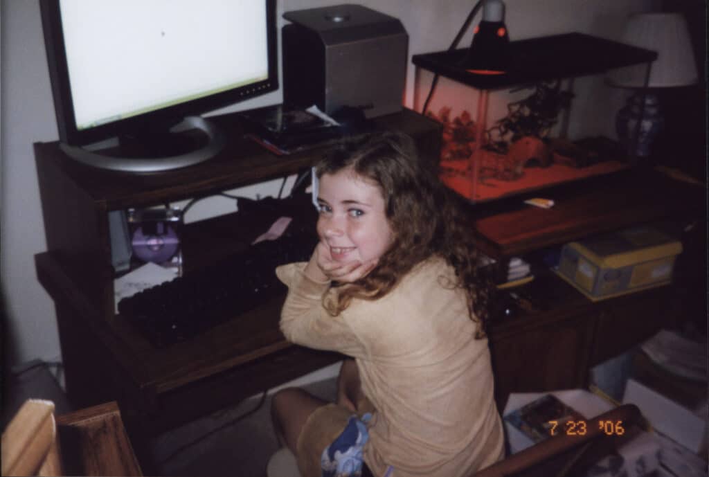 Young girl works on a computer, 2006, gift of Kristy Allen Hisert, The Strong National Museum of Play, Rochester, New York.