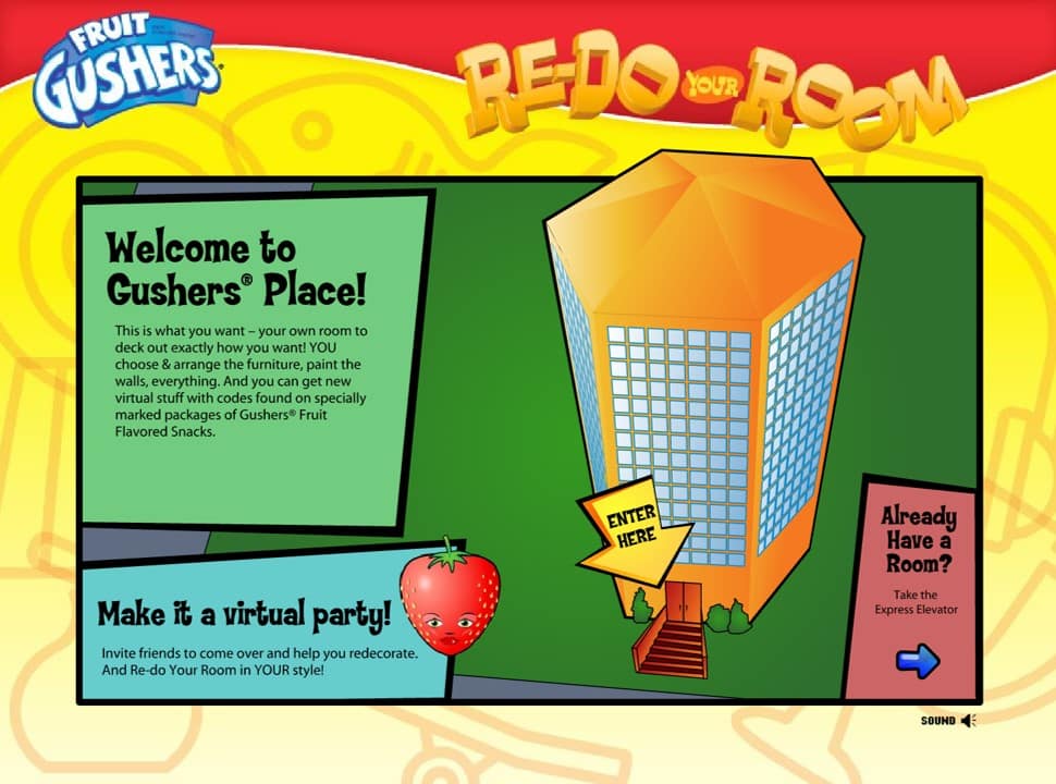Gushers Re-Do Your Room, game uploaded to Internet Archives by user Renelda E., screenshot courtesy of the author.