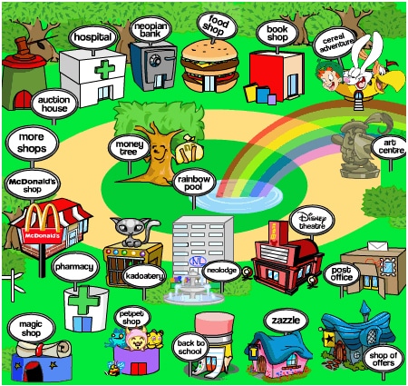 Neopia Central Map. Photo courtesy of Neopets Wiki user SetJetter45 through Creative Commons Attribution-Share Alike License.