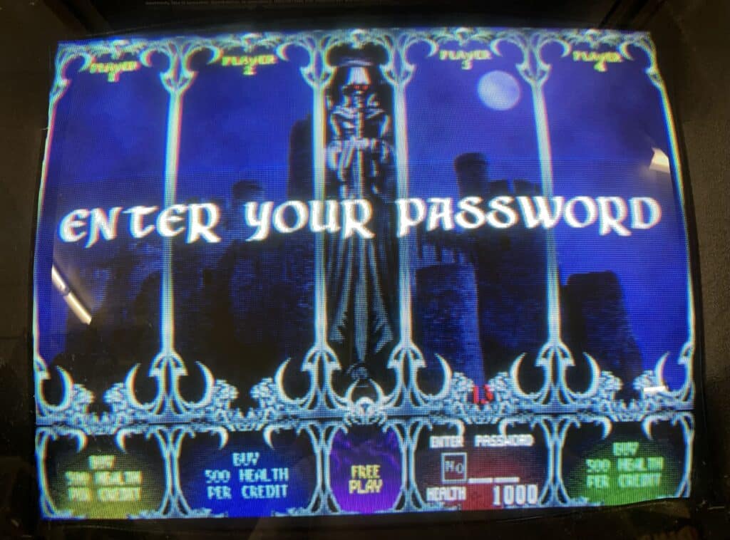 Password backup system in Gauntlet Legends (Atari / Midway, 1998)