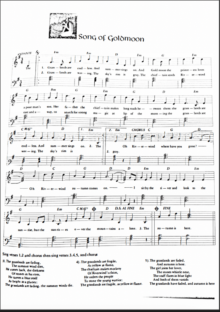 Image of lyrics for “Song of Goldmoon,” The Strong National Museum of Play, Rochester, NY.